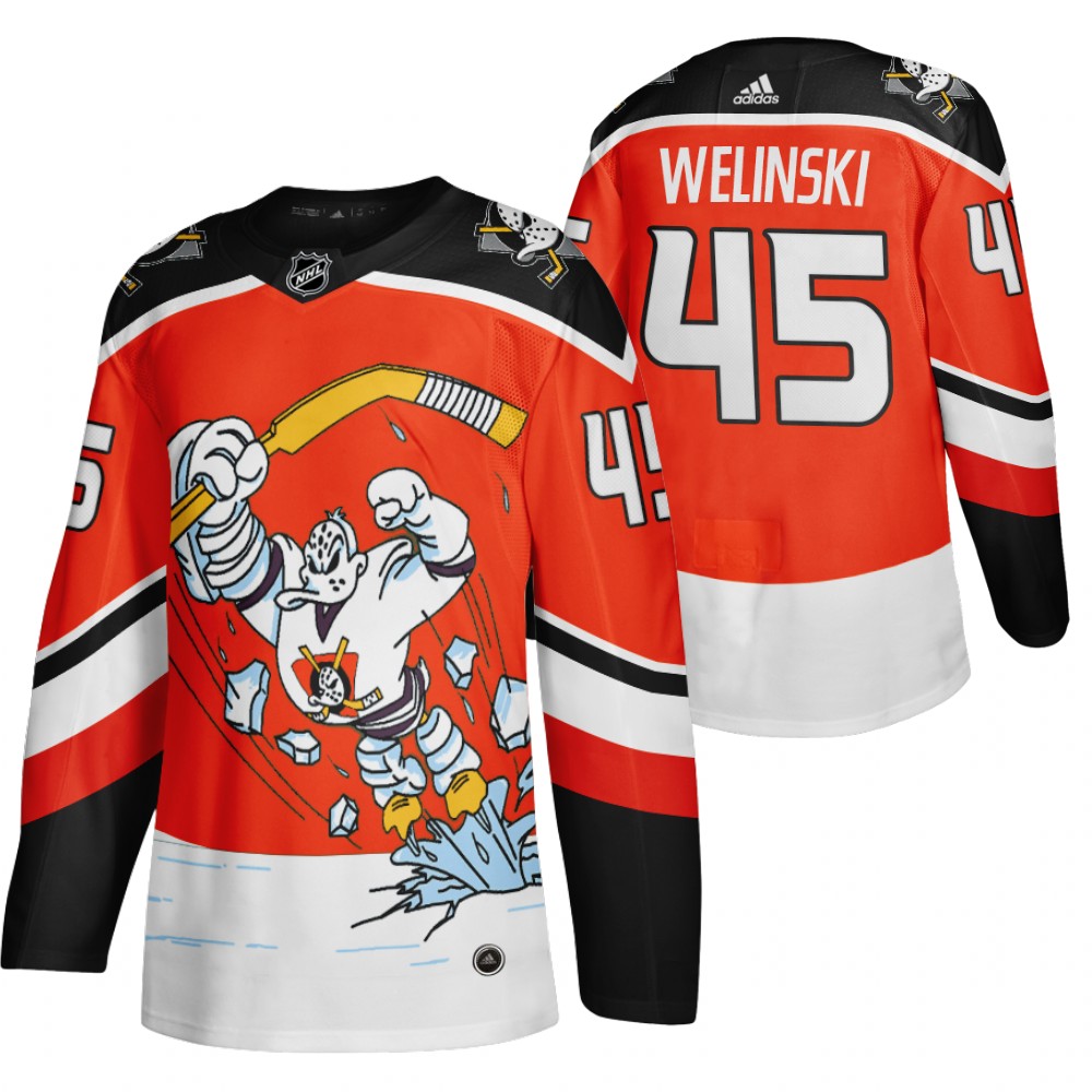 2021 Adidias Anaheim Ducks #45 Andy Welinski Red Men Reverse Retro Alternate NHL Jersey